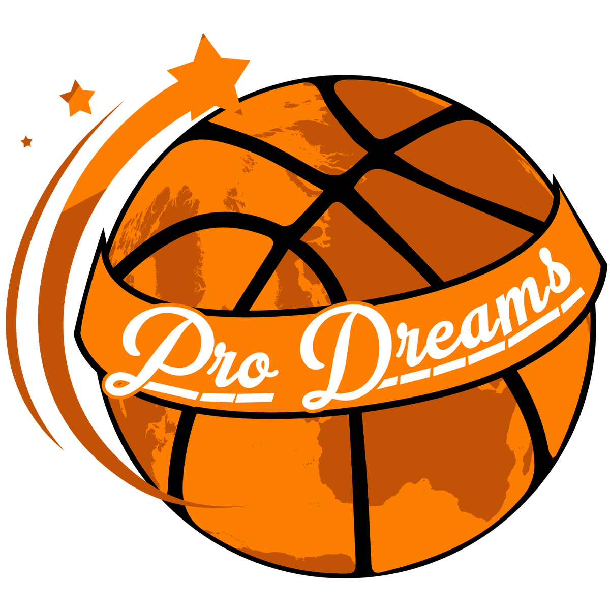 Basketball with 'Pro Dreams' text on a white background